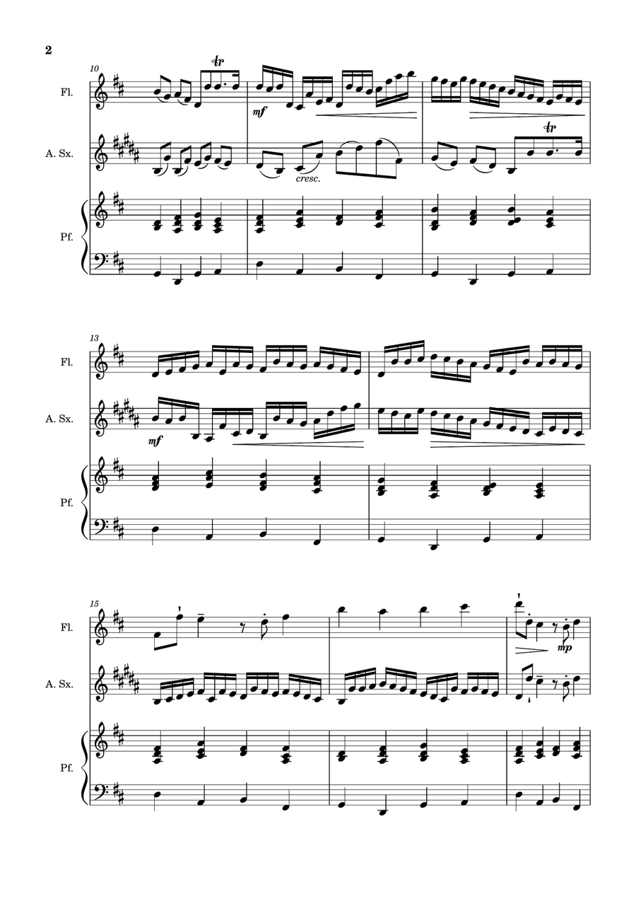 Canon in D Major, P.37; T.337. Flute, A. Sax and Piano. Score and Parts Woodwind Duet scores gallery preview page 2