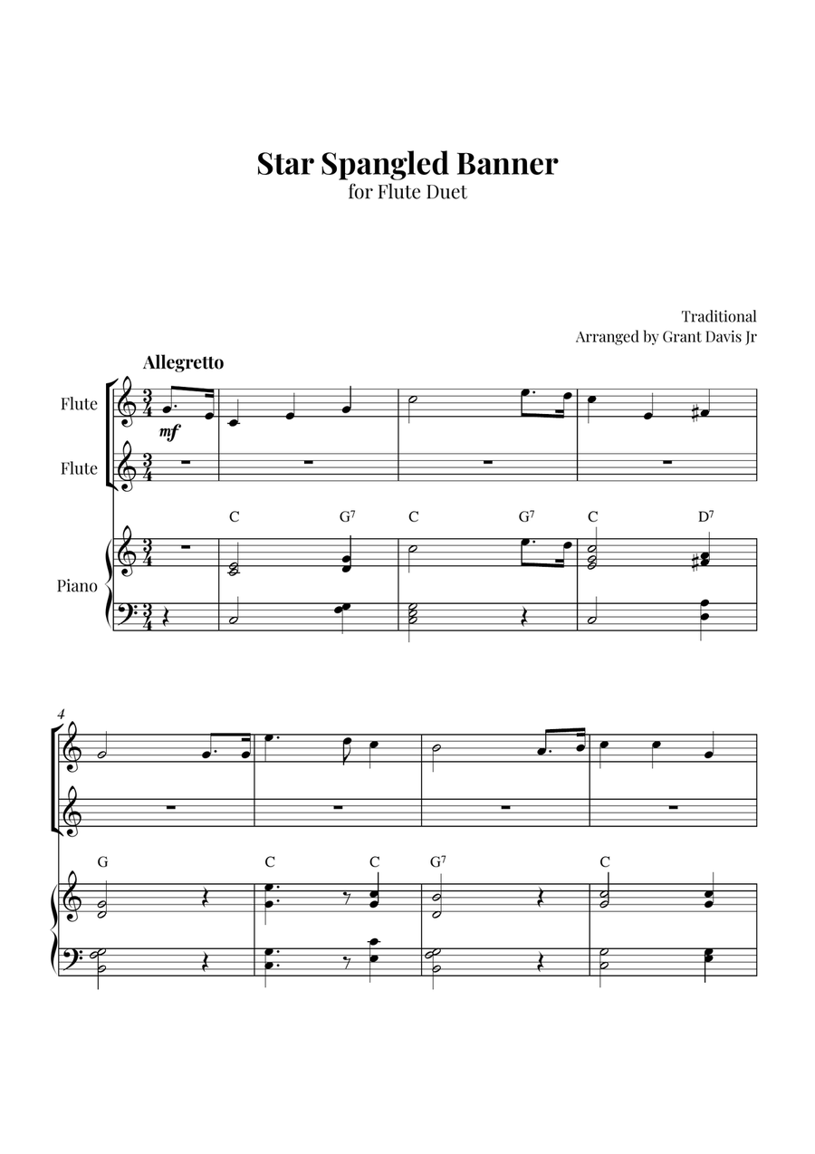 Star Spangled Banner Woodwind Duet scores gallery preview page 1