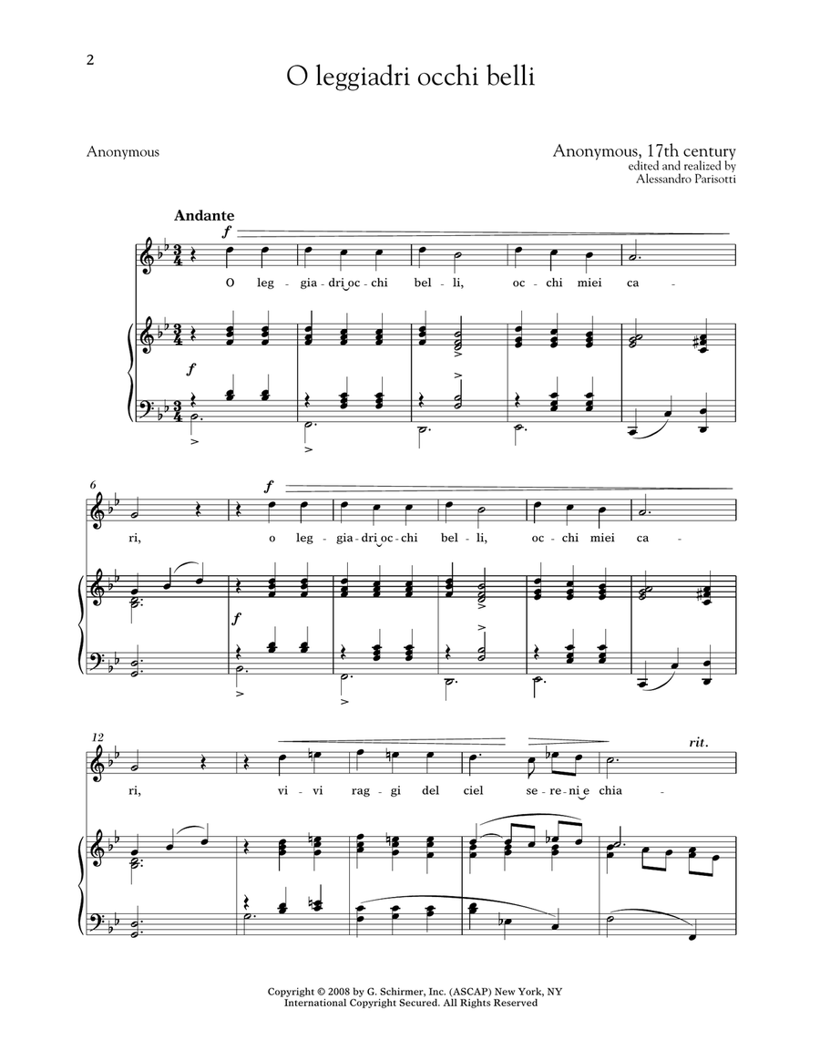 Sento Nel Core (Medium High Voice) High Voice scores gallery preview page 1