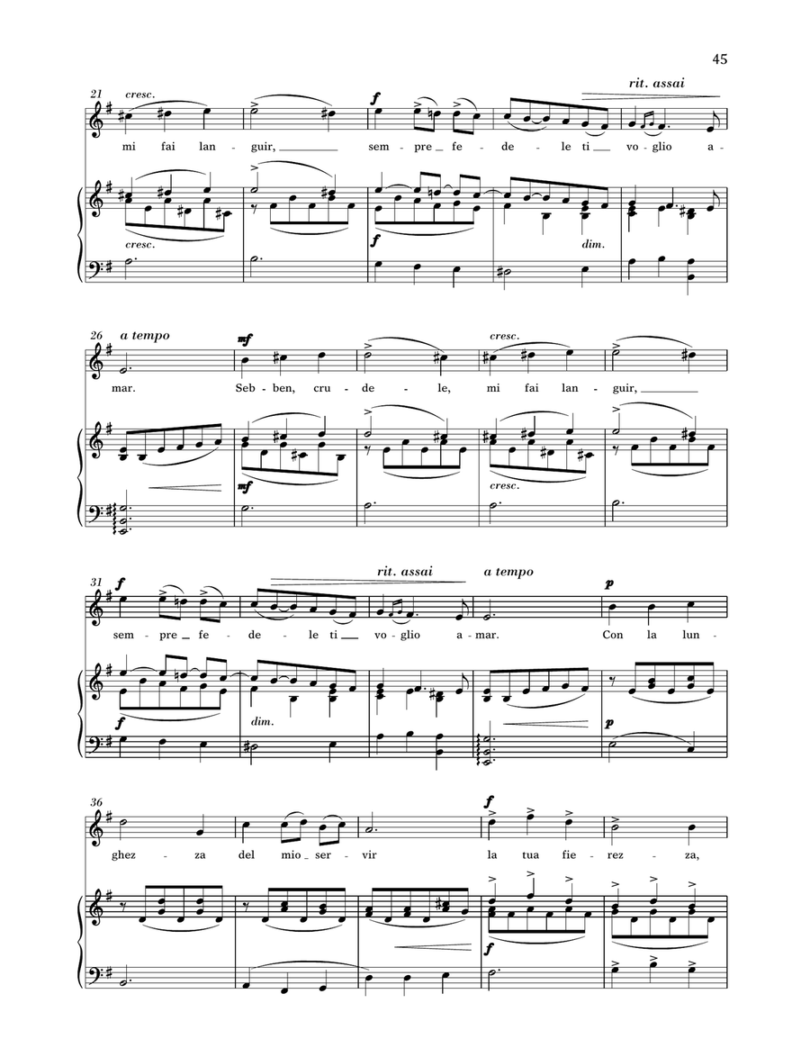 Sebben, Crudele (Medium High Voice) by Antonio Caldara High Voice - Digital Sheet Music page 2