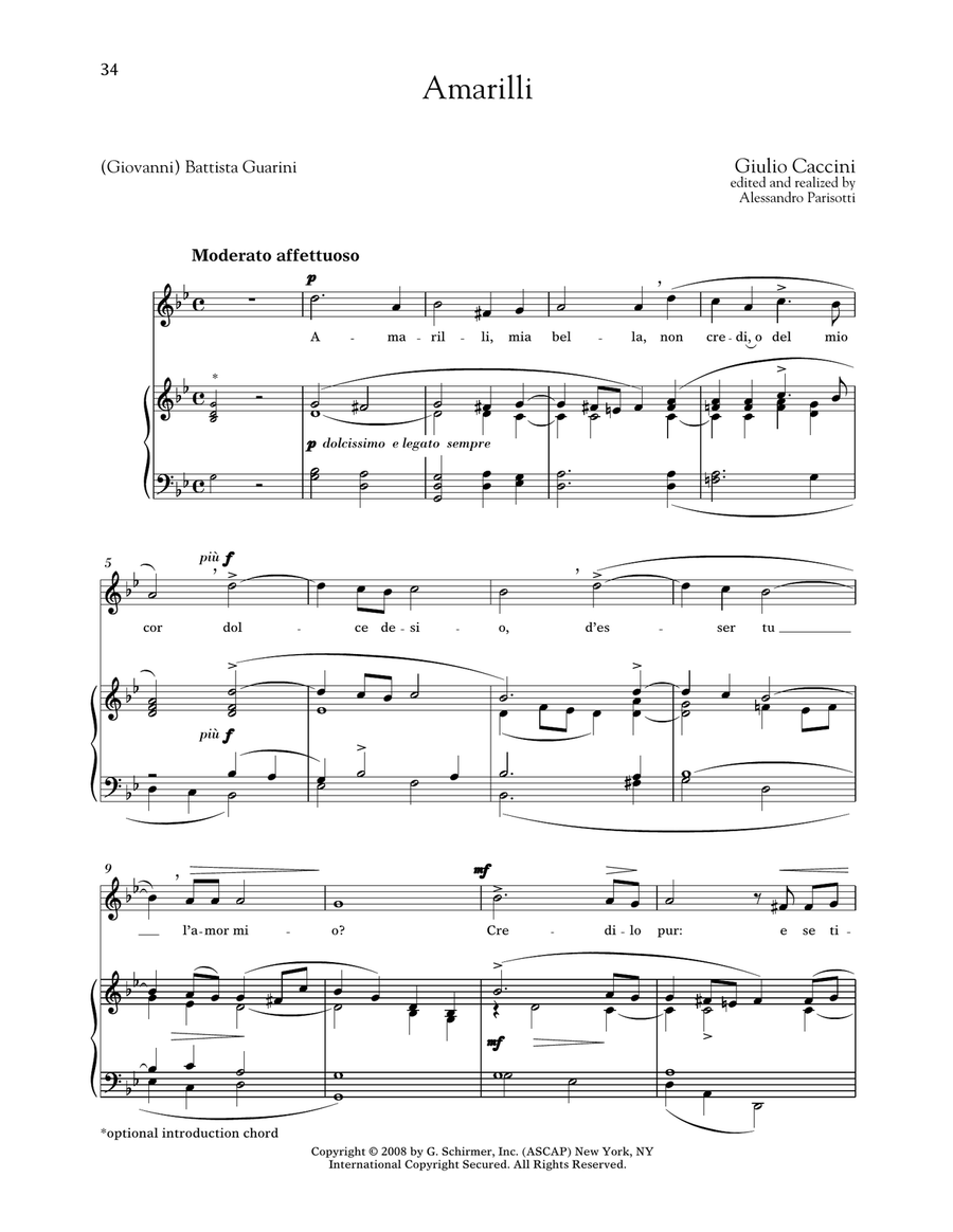 Amarilli (Medium High Voice) High Voice scores gallery preview page 1