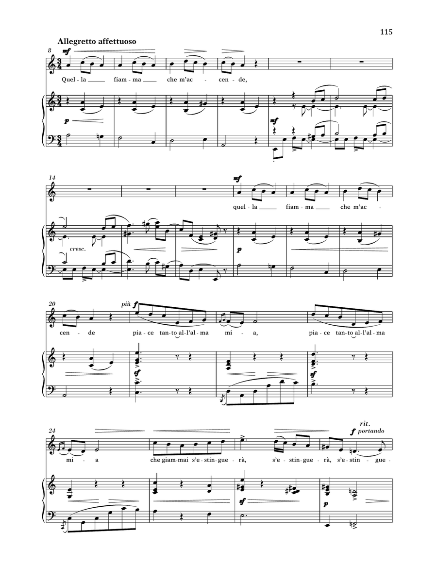 Quella Fiamma Che M'accende (Medium High Voice) High Voice scores gallery preview page 2