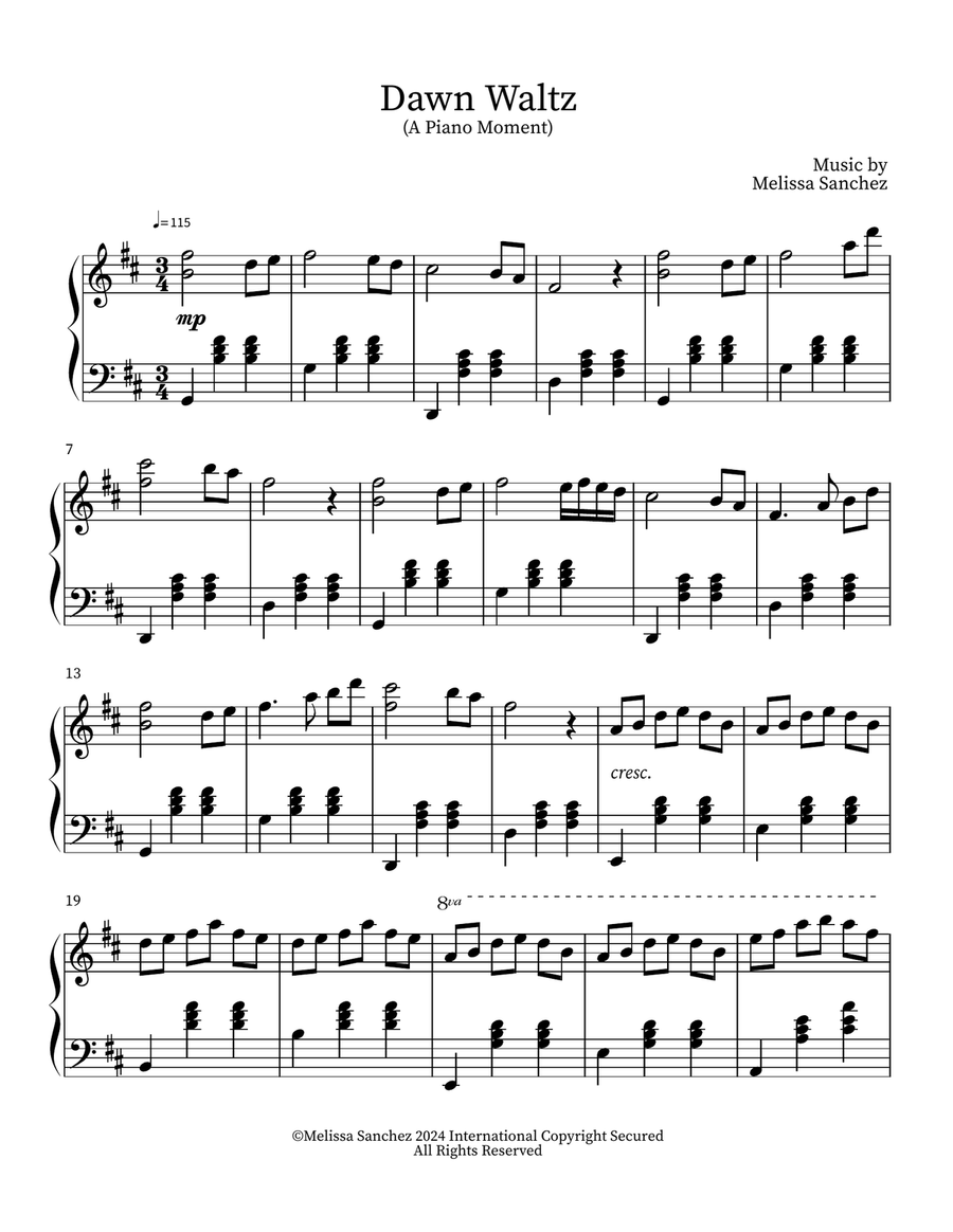 Dawn Waltz Dawn Waltz Piano Solo scores gallery preview page 1