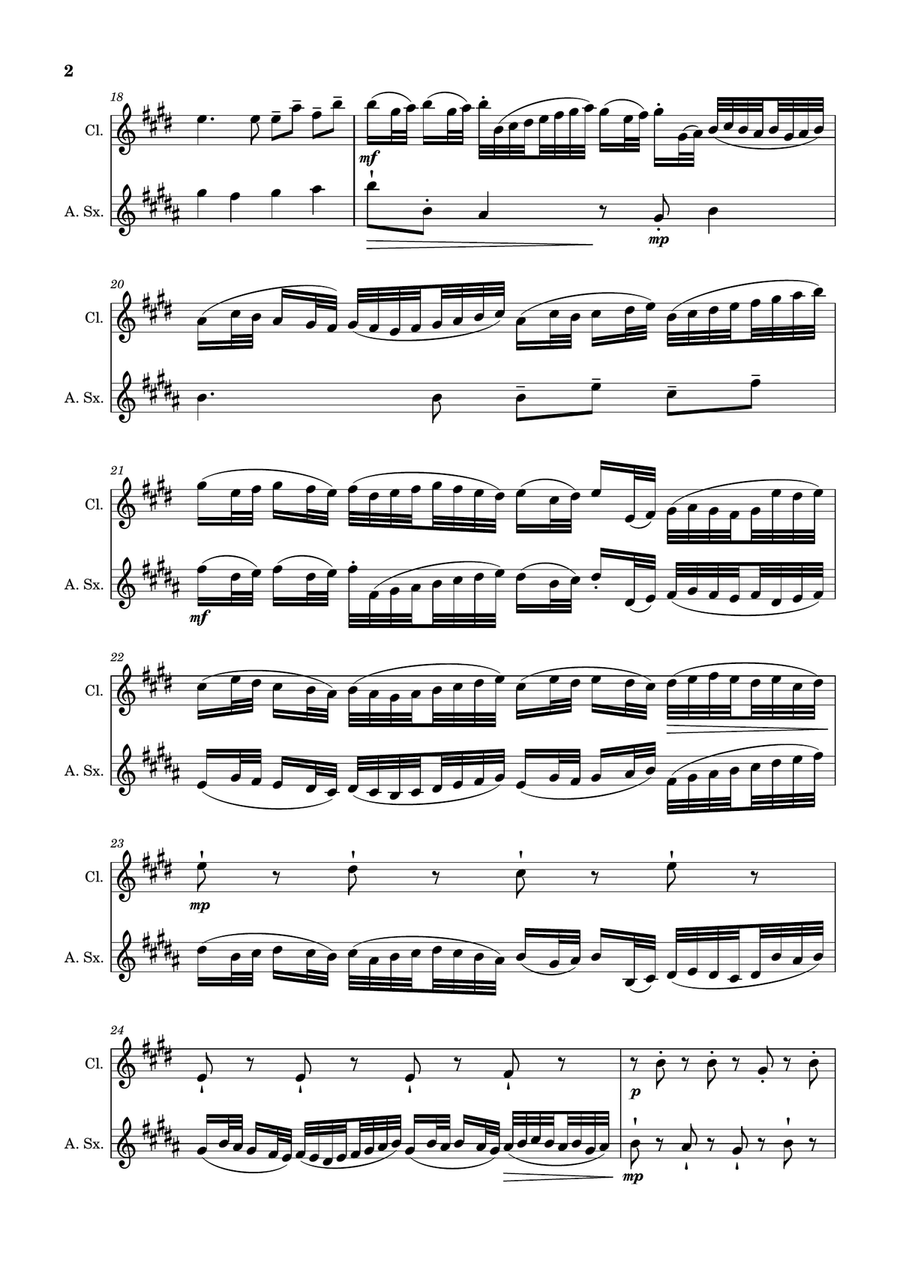 Canon in D Major, P.37; T.337. Clarinet and Alto Sax. Woodwind Duet scores gallery preview page 2