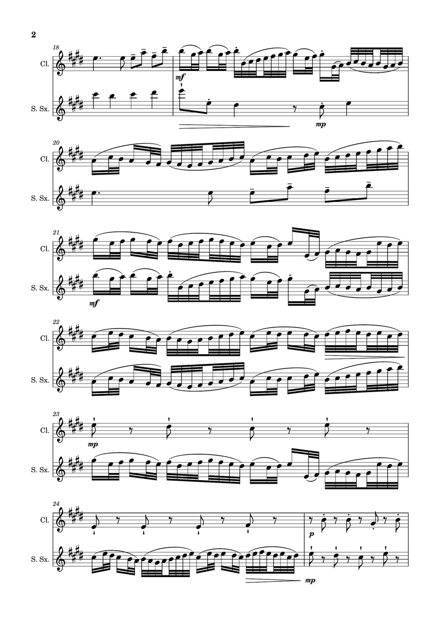 Canon in D Major, P.37; T.337. Clarinet and S. Sax Woodwind Duet scores gallery preview page 2