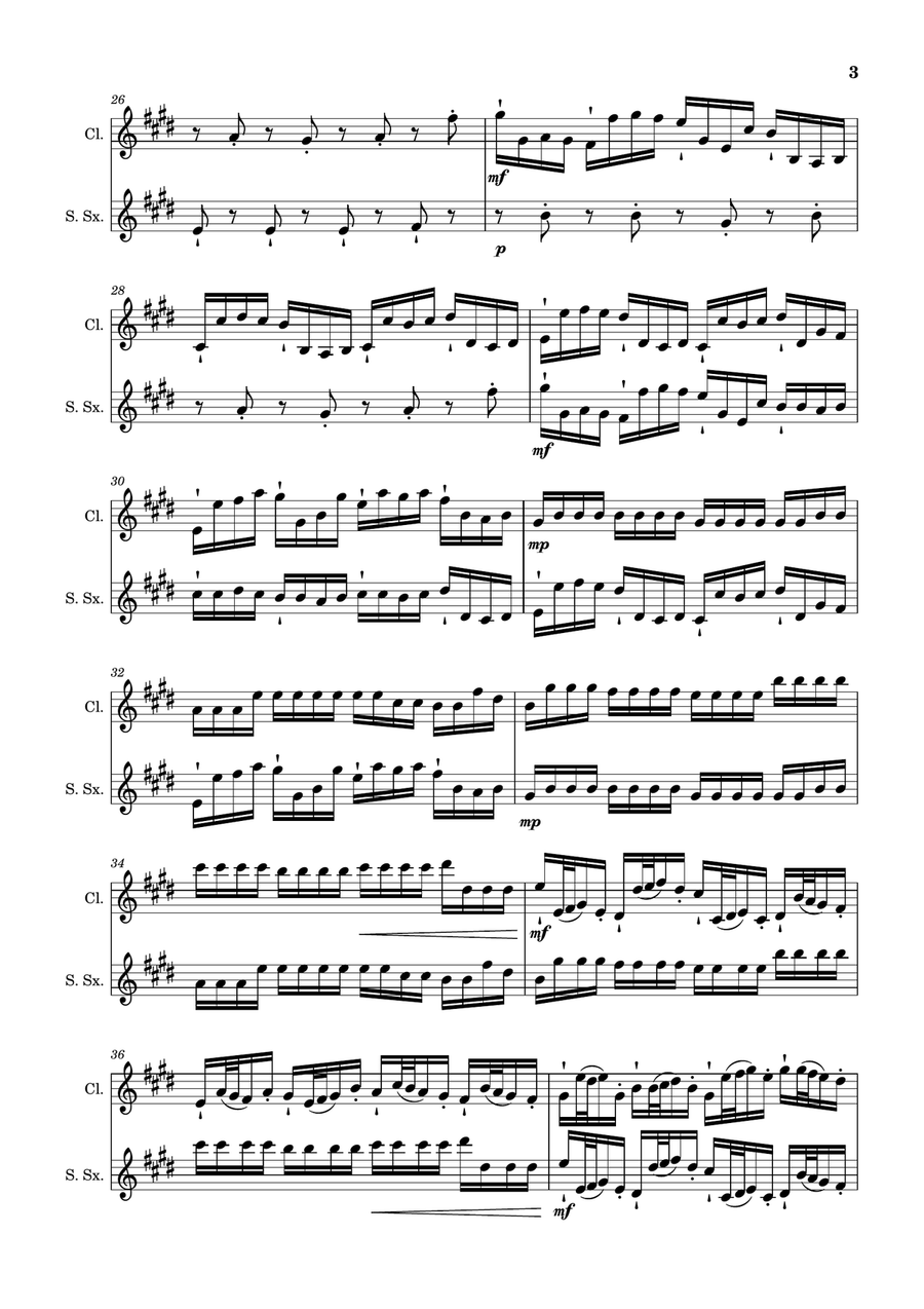 Canon in D Major, P.37; T.337. Clarinet and S. Sax Woodwind Duet scores gallery preview page 3