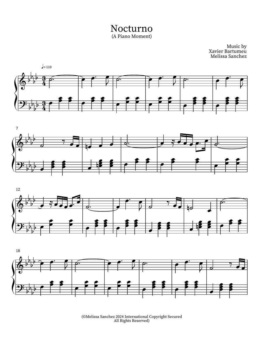Nocturno Piano Solo scores gallery preview page 1
