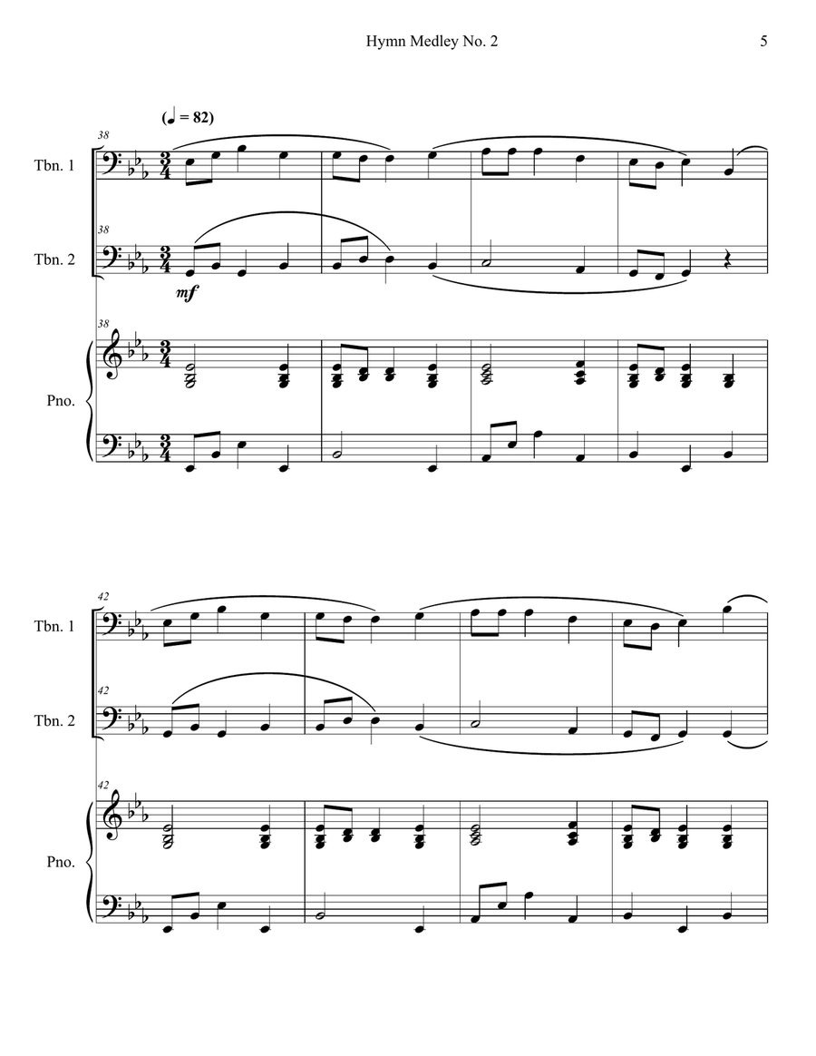 Hymn Medley No. 2 (Trombone Duet with Piano Accompaniment) Trombone Duet scores gallery preview page 5