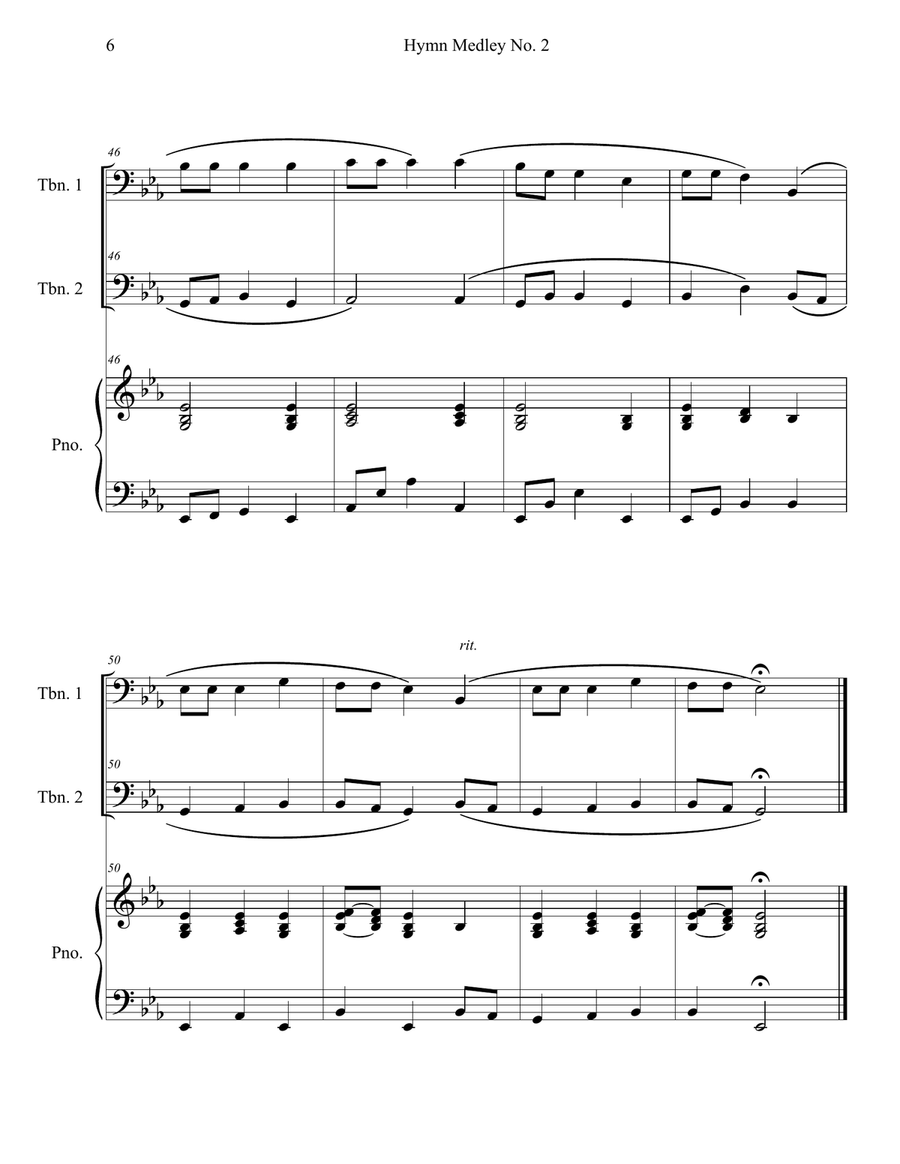 Hymn Medley No. 2 (Trombone Duet with Piano Accompaniment) Trombone Duet scores gallery preview page 6