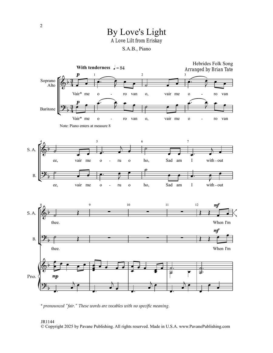 By Love's Light (arr. Brian Tate) 3-Part scores gallery preview page 1