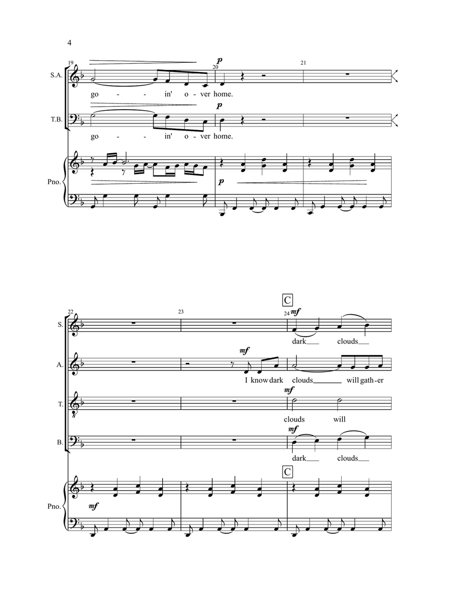 Wayfaring Stranger (arr. Brian Tate) 4-Part scores gallery preview page 3