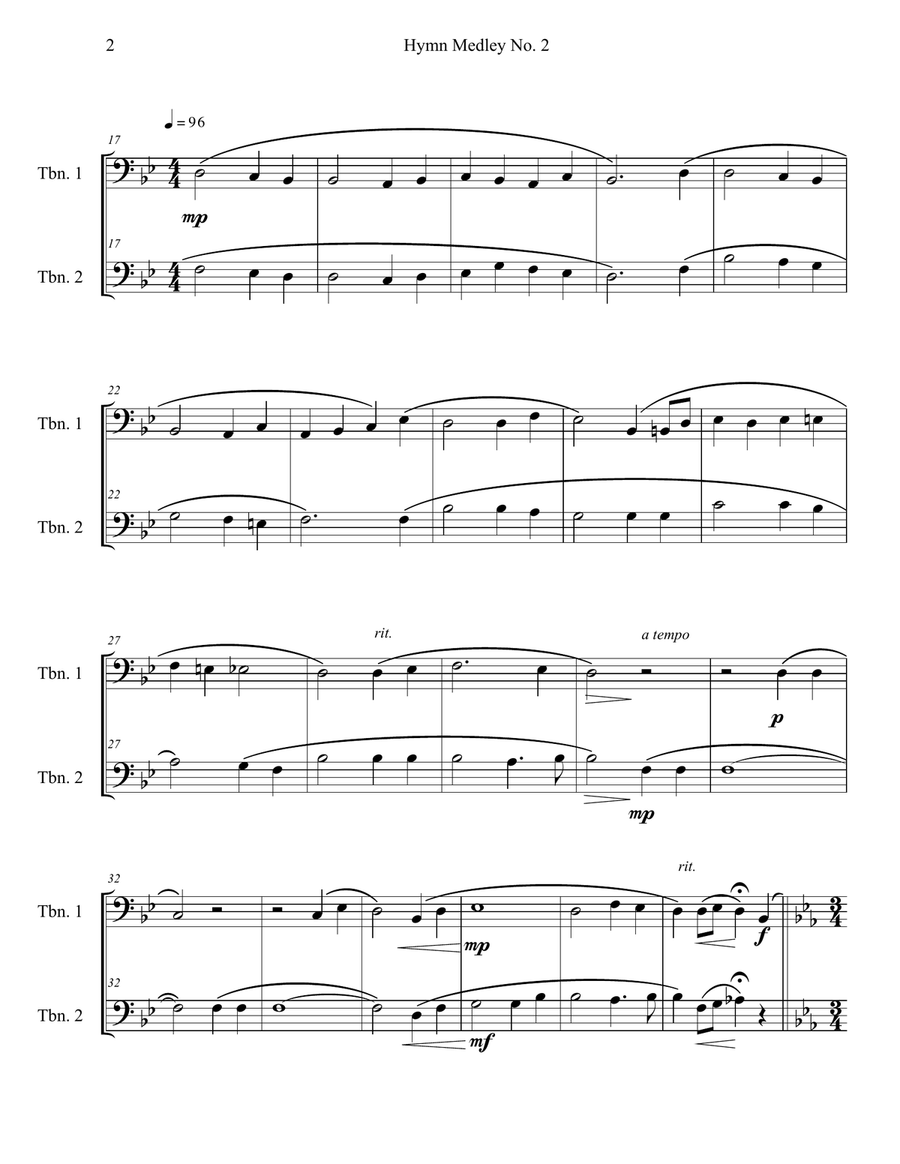 Hymn Medley No. 2 (Trombone Duet) Trombone Duet scores gallery preview page 2