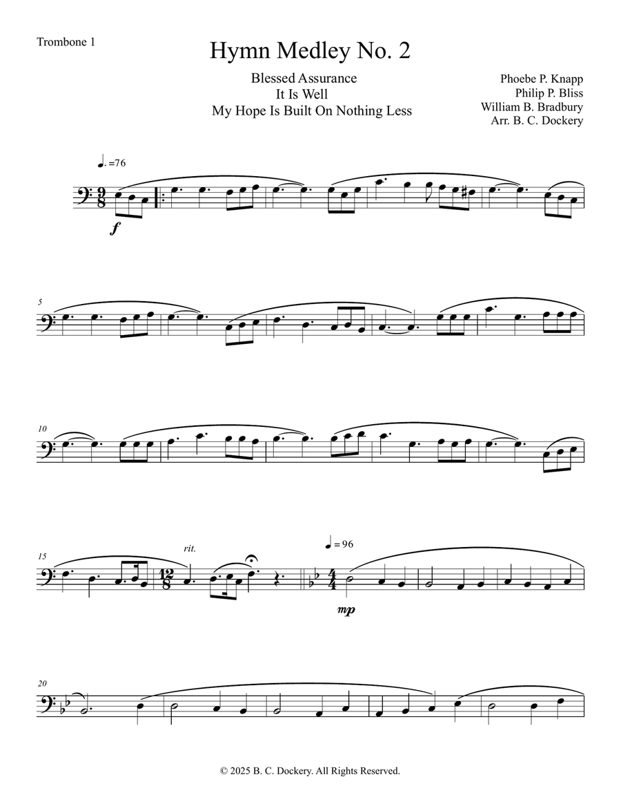 Hymn Medley No. 2 (Trombone Duet) Trombone Duet scores gallery preview page 4