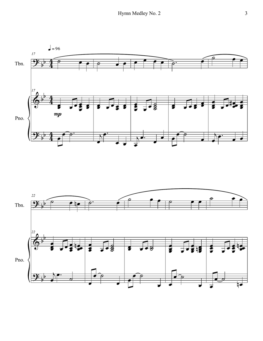 Hymn Medley No. 2 (Trombone Solo with Piano Accompaniment) Piano scores gallery preview page 3