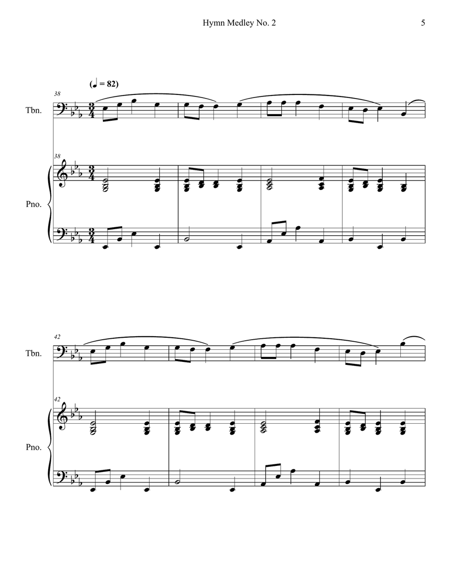 Hymn Medley No. 2 (Trombone Solo with Piano Accompaniment) Piano scores gallery preview page 5