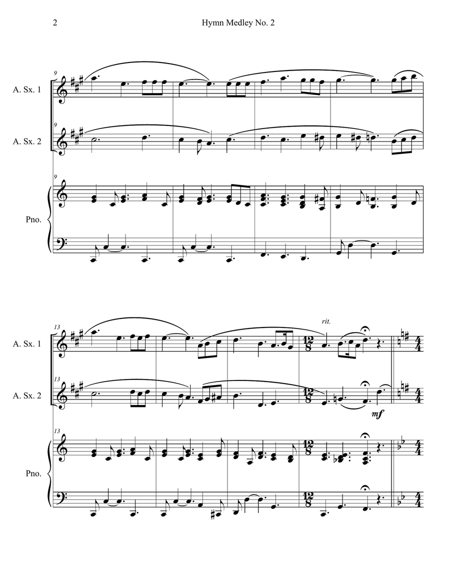 Hymn Medley No. 2 (Alto Sax Duet with Piano Accompaniment) Woodwind Duet scores gallery preview page 2