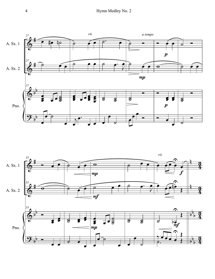 Hymn Medley No. 2 (Alto Sax Duet with Piano Accompaniment) Woodwind Duet scores gallery preview page 4