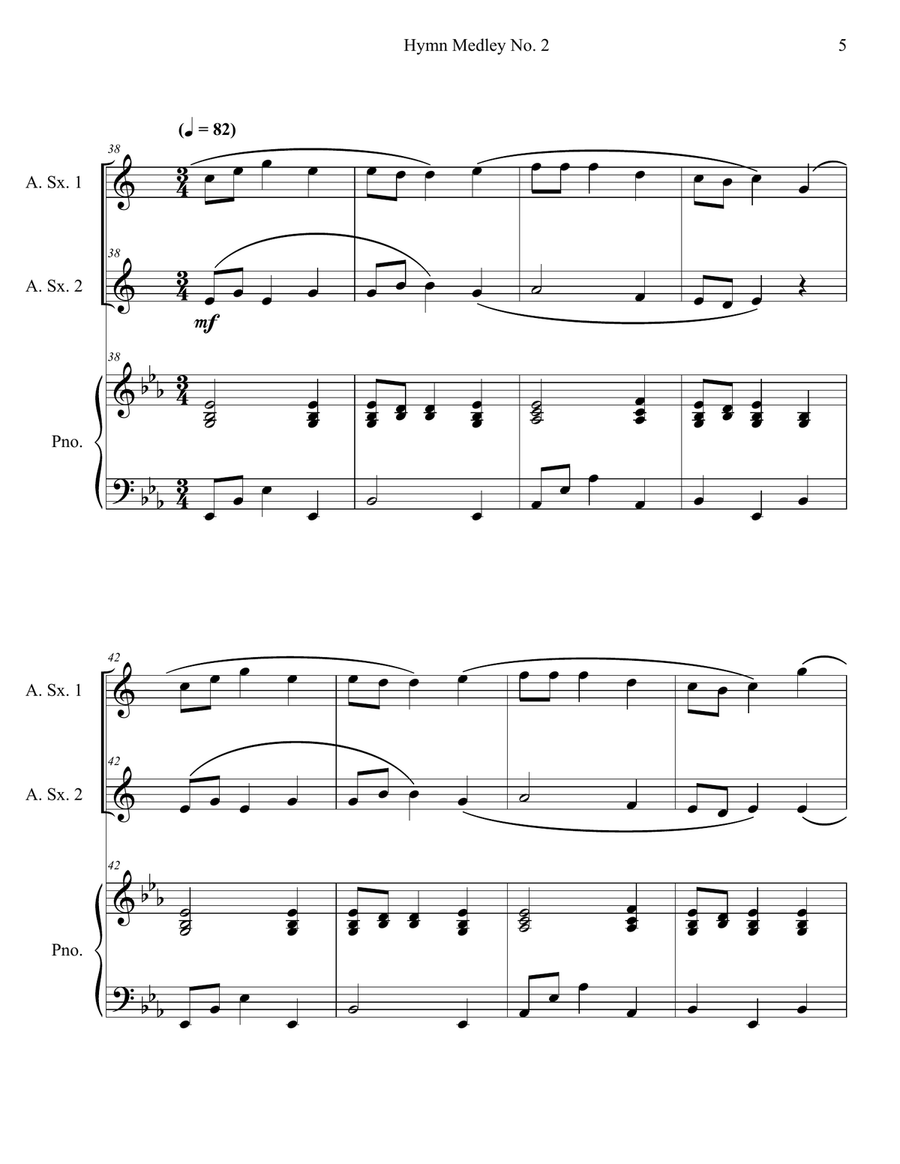 Hymn Medley No. 2 (Alto Sax Duet with Piano Accompaniment) Woodwind Duet scores gallery preview page 5