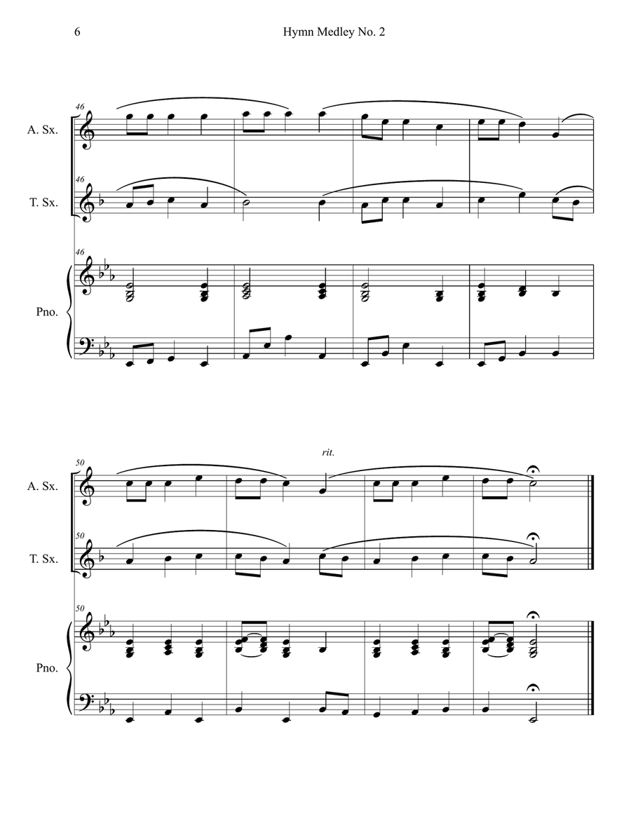 Hymn Medley No. 2 (Alto and Tenor Sax Duet with Piano Accompaniment) Woodwind Duet scores gallery preview page 6