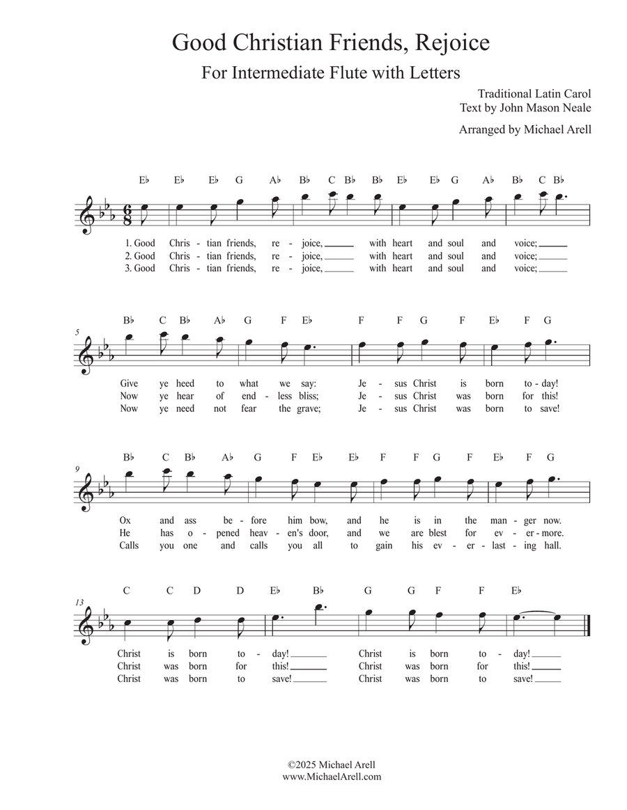 Good Christian Friends Rejoice for Flute Piccolo scores gallery preview page 1