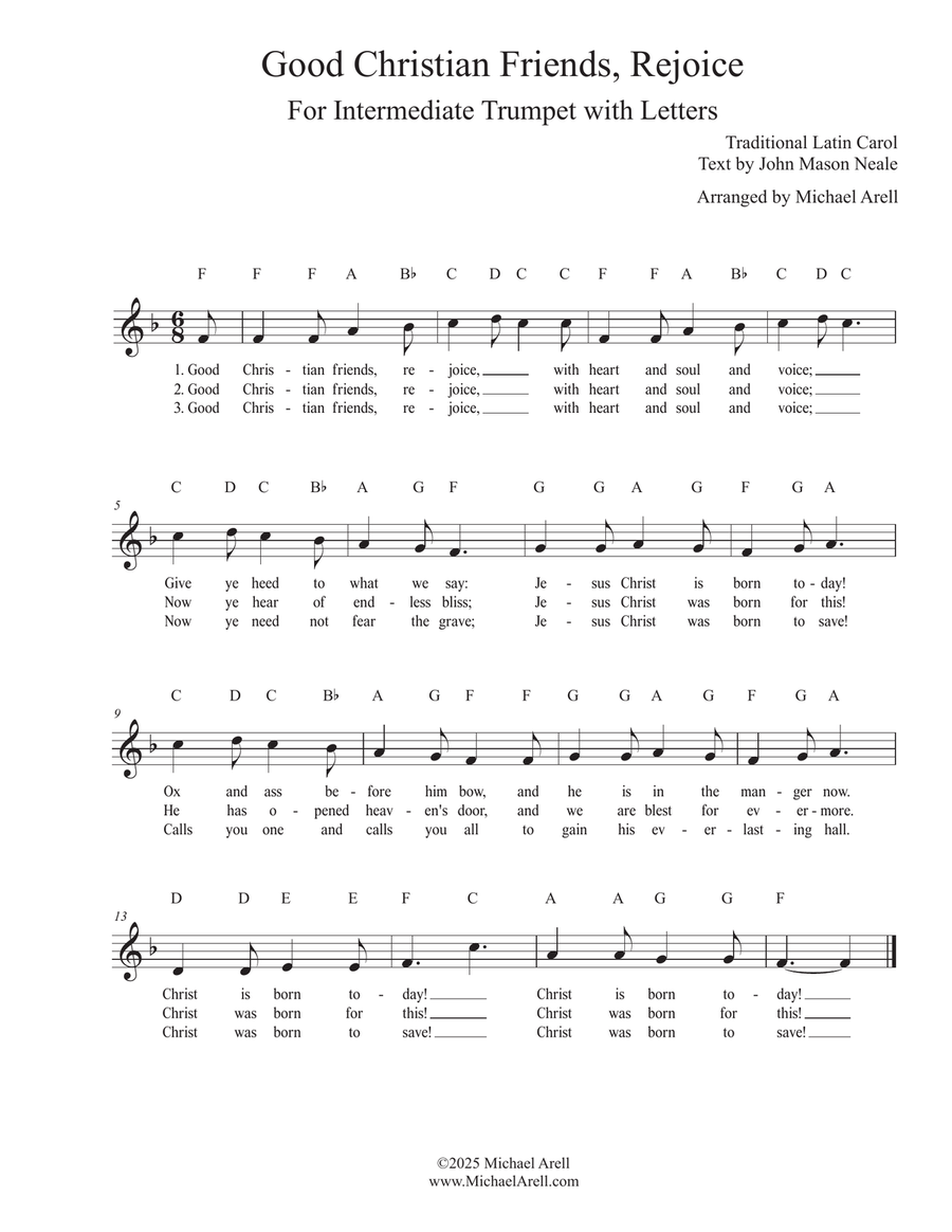 Good Christian Friends Rejoice for Trumpet C Trumpet scores gallery preview page 1