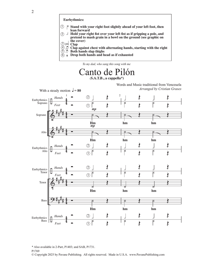 Canto de Pilon (arr. Cristian Grases) 4-Part scores gallery preview page 1