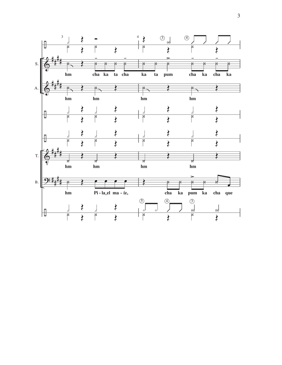 Canto de Pilon (arr. Cristian Grases) 4-Part scores gallery preview page 2