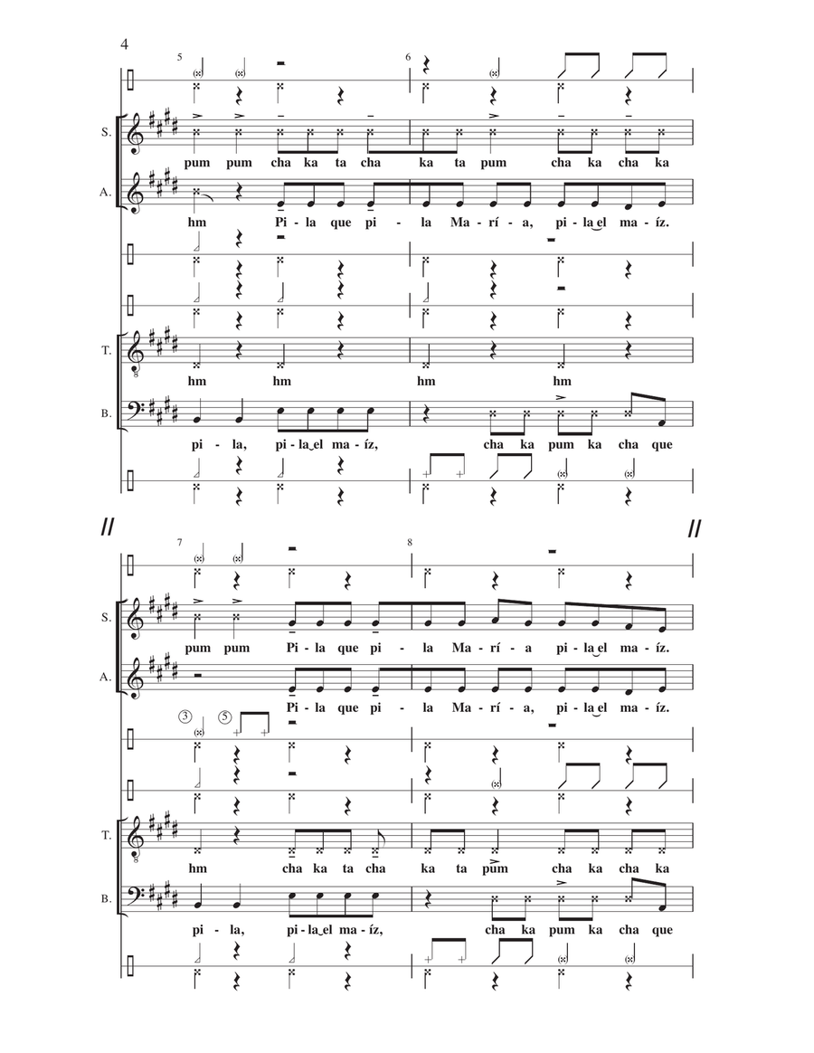 Canto de Pilon (arr. Cristian Grases) 4-Part scores gallery preview page 3