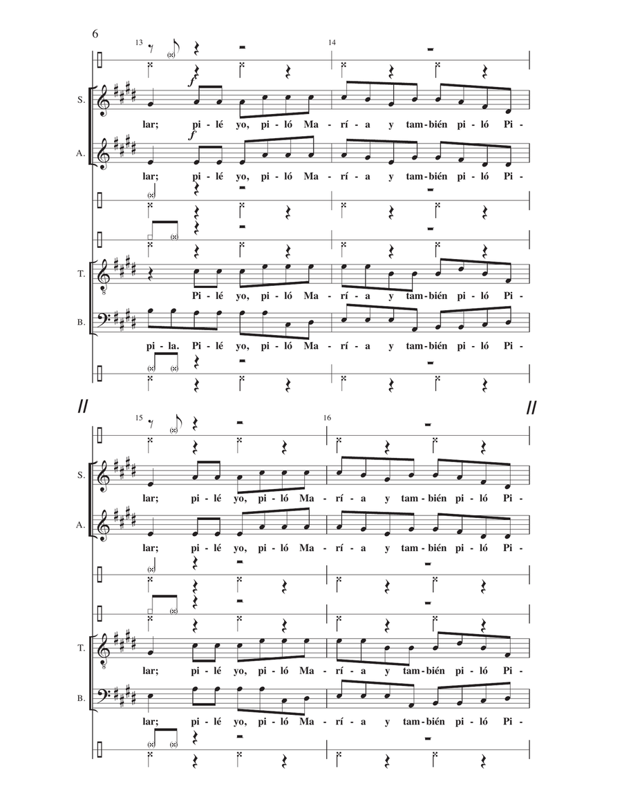 Canto de Pilon (arr. Cristian Grases) 4-Part scores gallery preview page 5