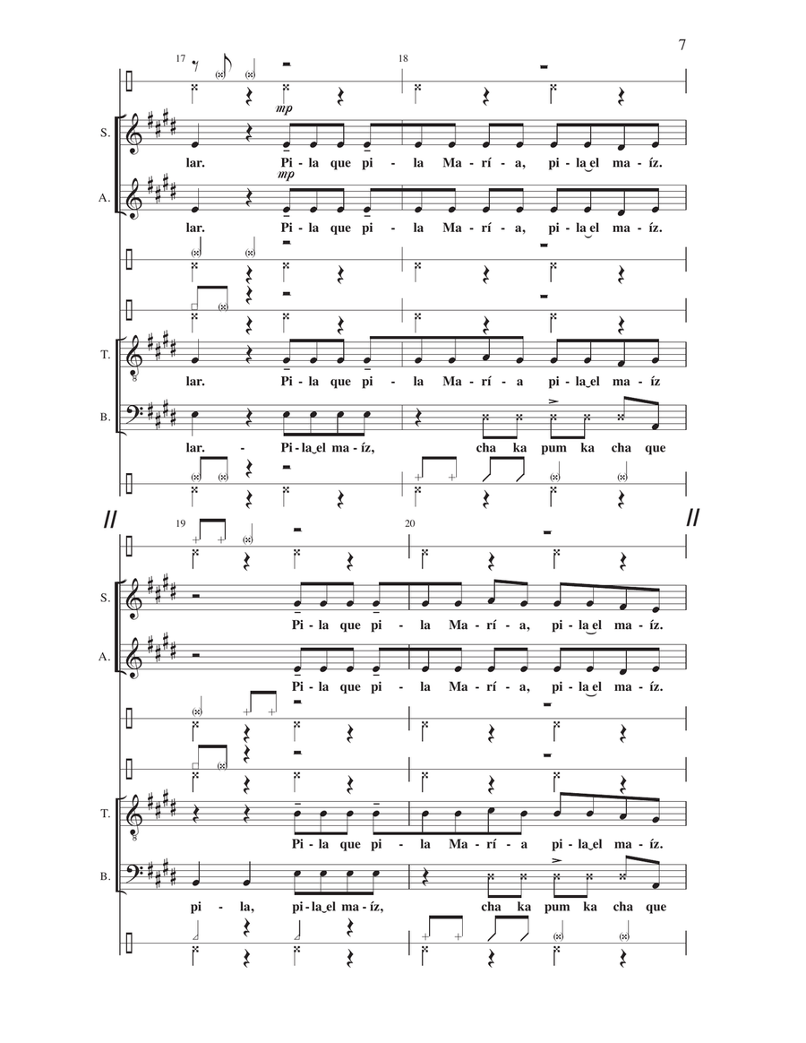 Canto de Pilon (arr. Cristian Grases) 4-Part scores gallery preview page 6