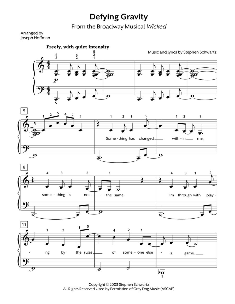 Defying Gravity Defying Gravity Piano Solo scores gallery preview page 1