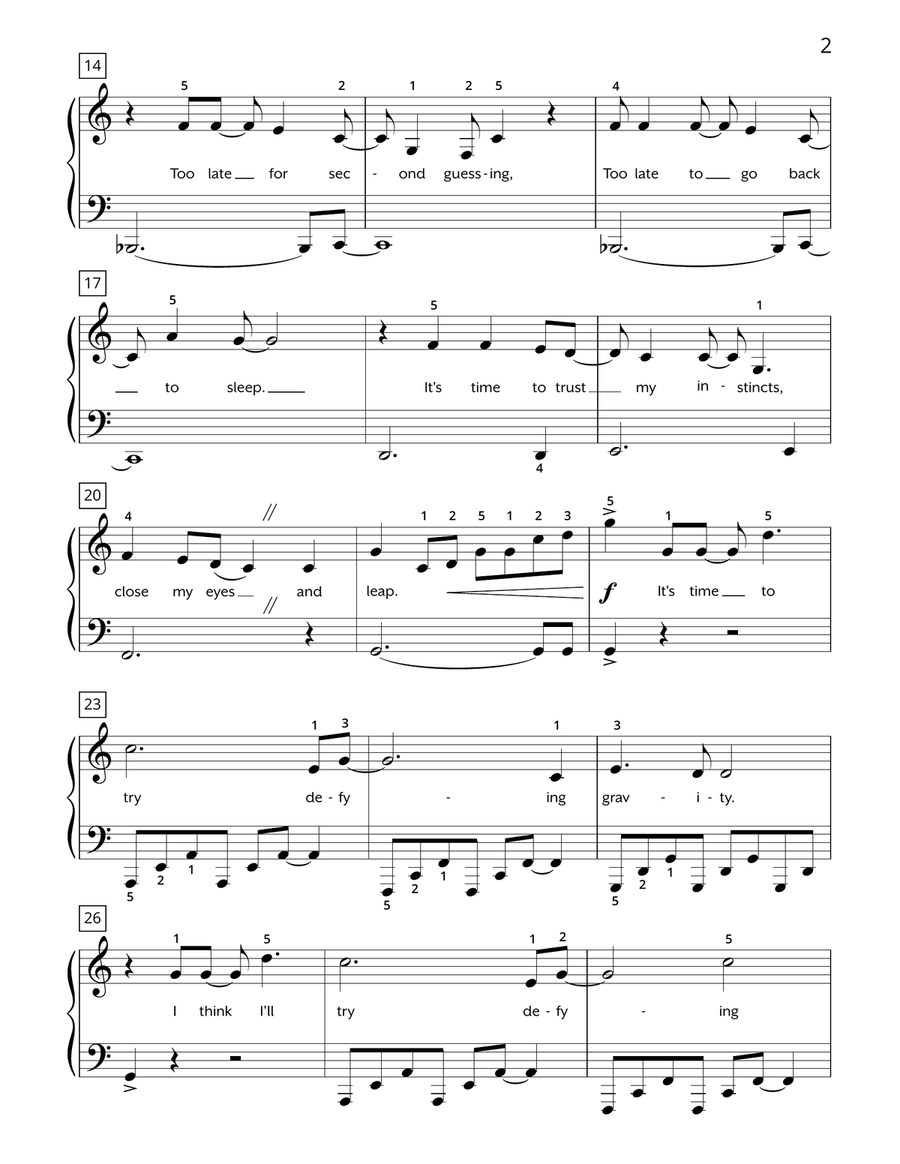 Defying Gravity Defying Gravity Piano Solo scores gallery preview page 2