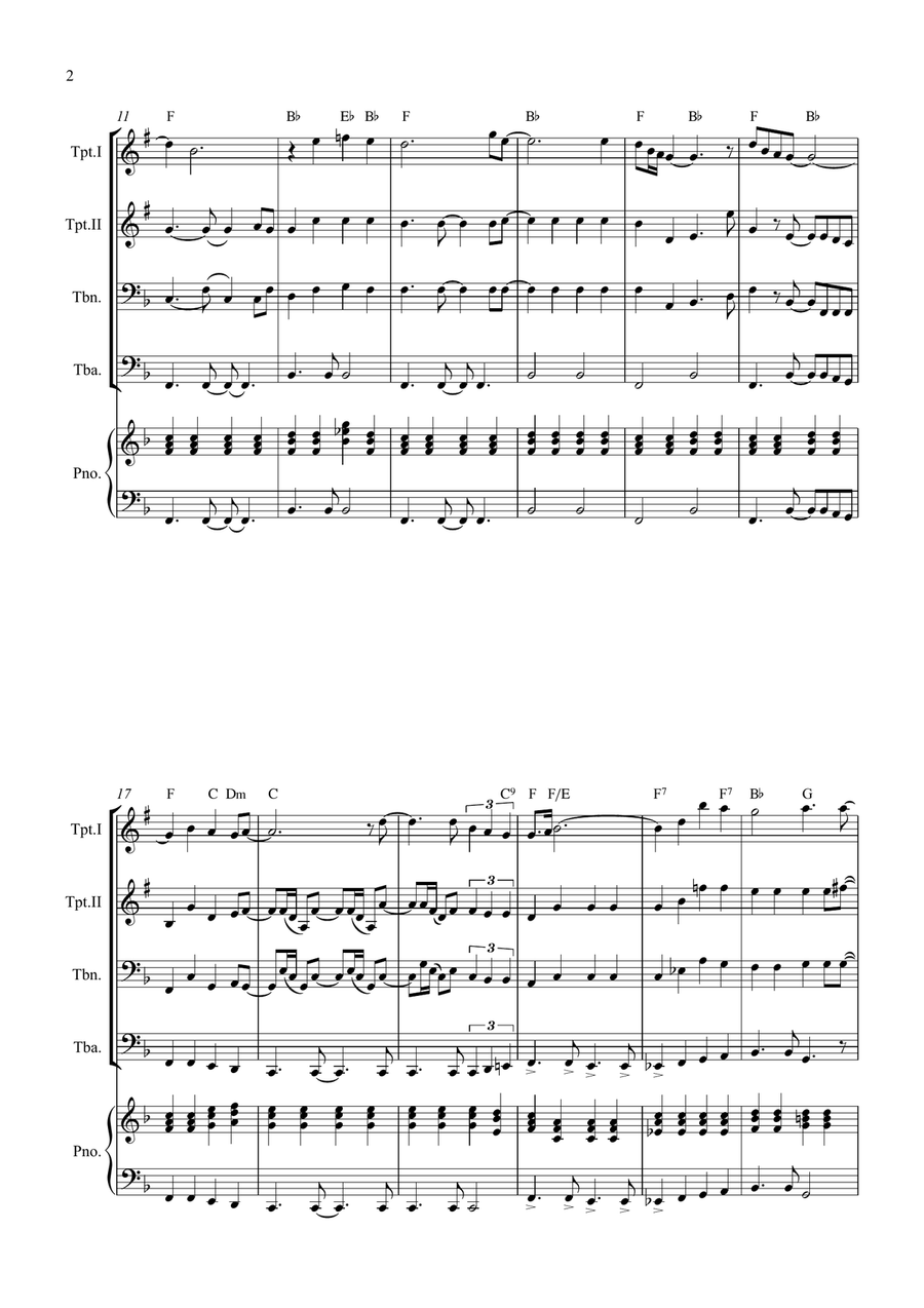 Bridge Over Troubled Water Brass Quartet scores gallery preview page 2