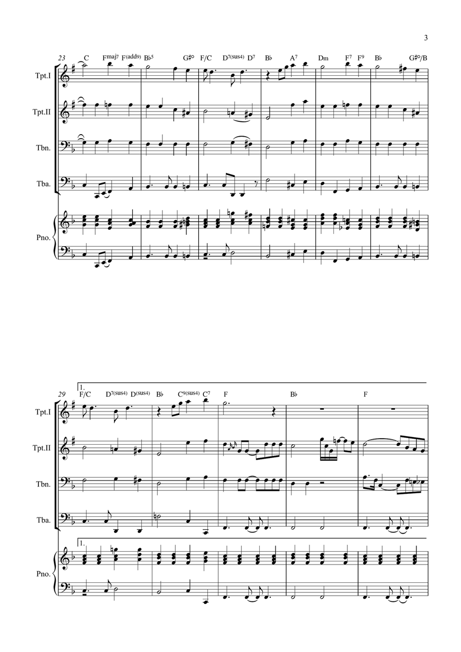 Bridge Over Troubled Water Brass Quartet scores gallery preview page 3