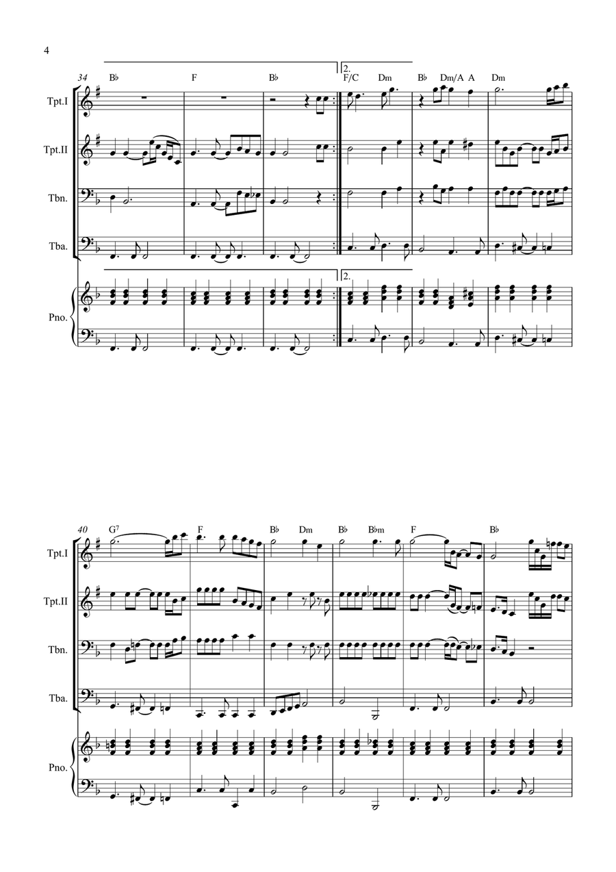 Bridge Over Troubled Water Brass Quartet scores gallery preview page 4