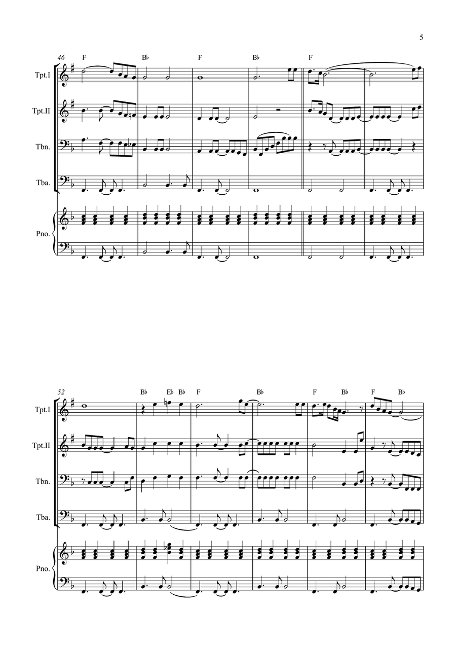 Bridge Over Troubled Water Brass Quartet scores gallery preview page 5