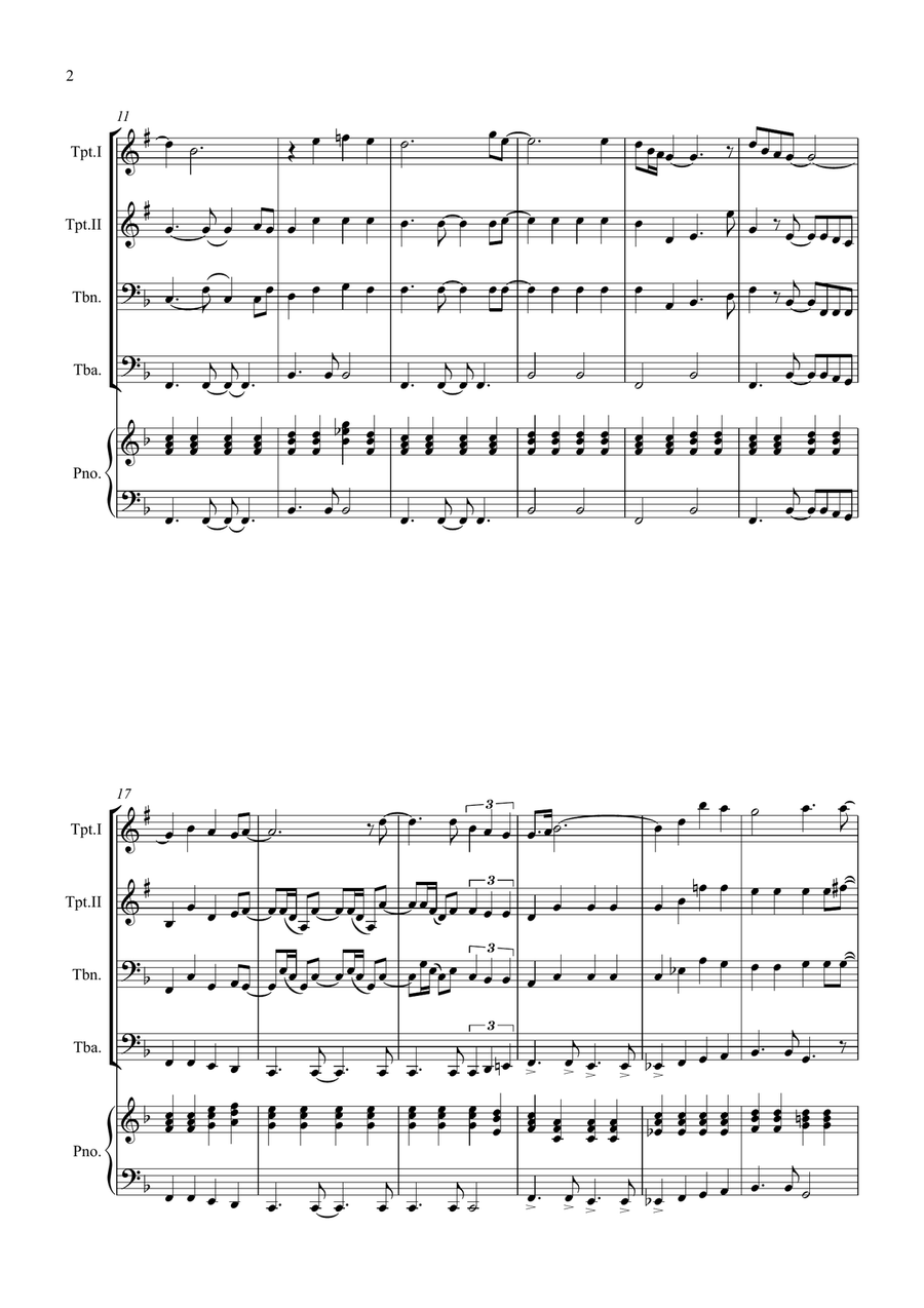 Bridge Over Troubled Water Brass Quartet scores gallery preview page 2