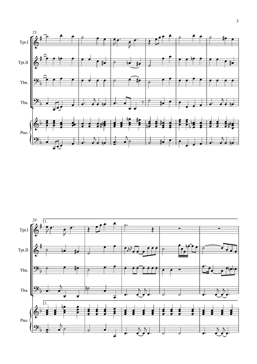Bridge Over Troubled Water Brass Quartet scores gallery preview page 3