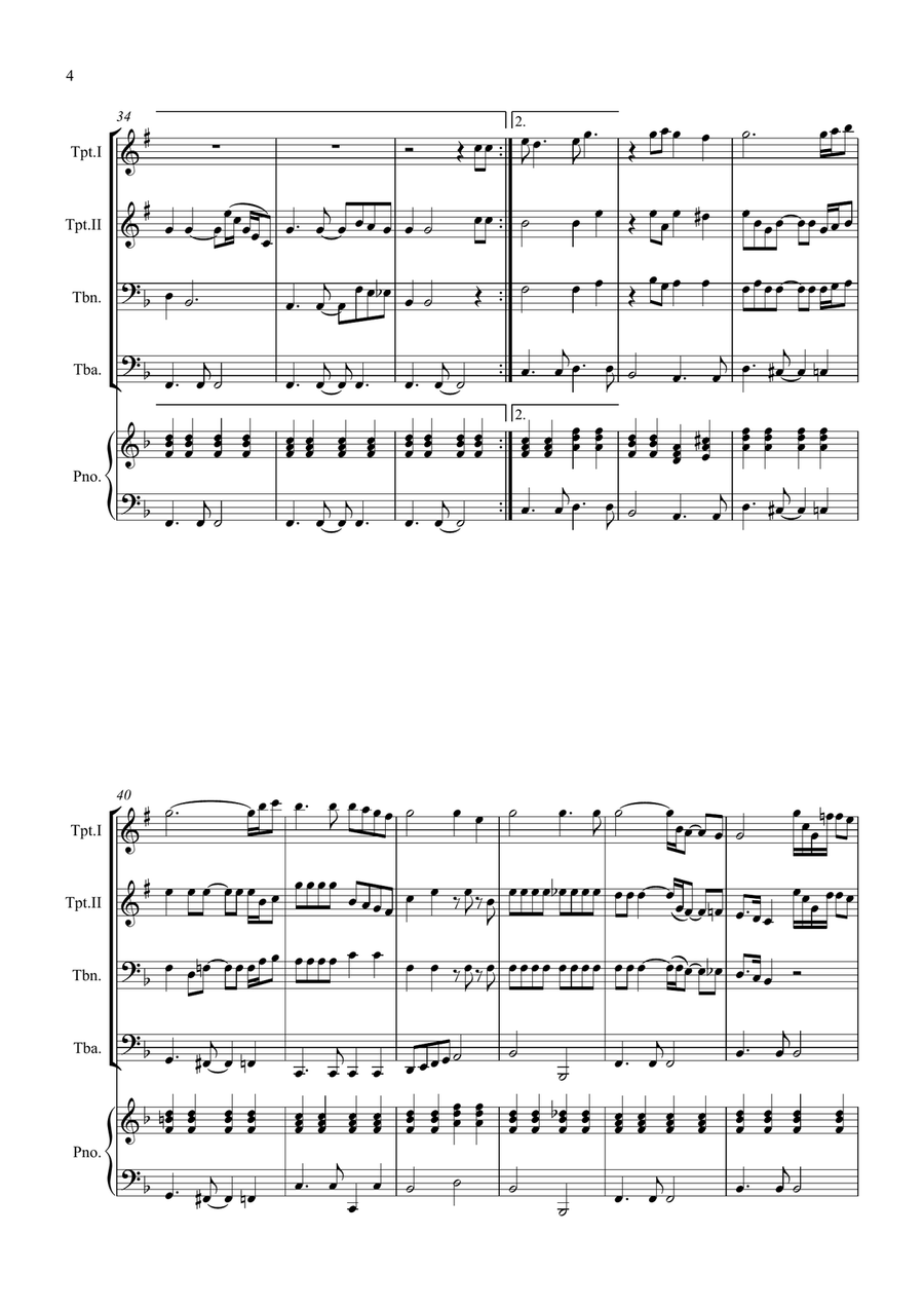 Bridge Over Troubled Water Brass Quartet scores gallery preview page 4