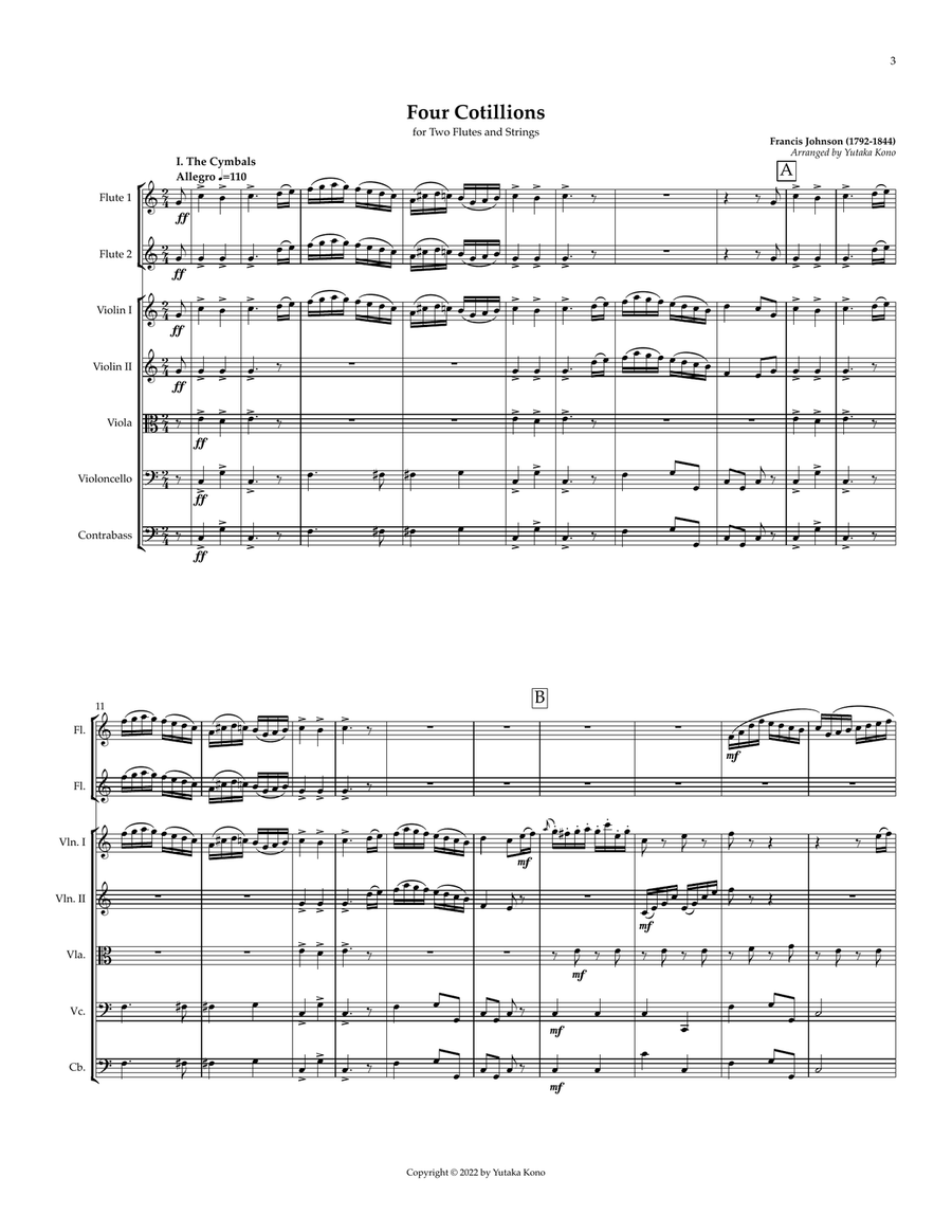 Four Cotillions for Two Flutes and Strings Chamber Music scores gallery preview page 3