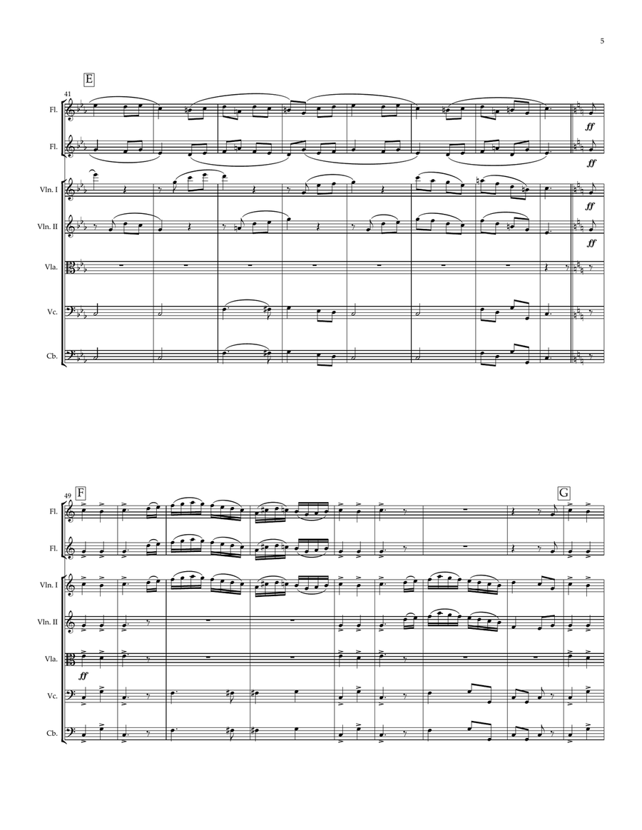 Four Cotillions for Two Flutes and Strings Chamber Music scores gallery preview page 5