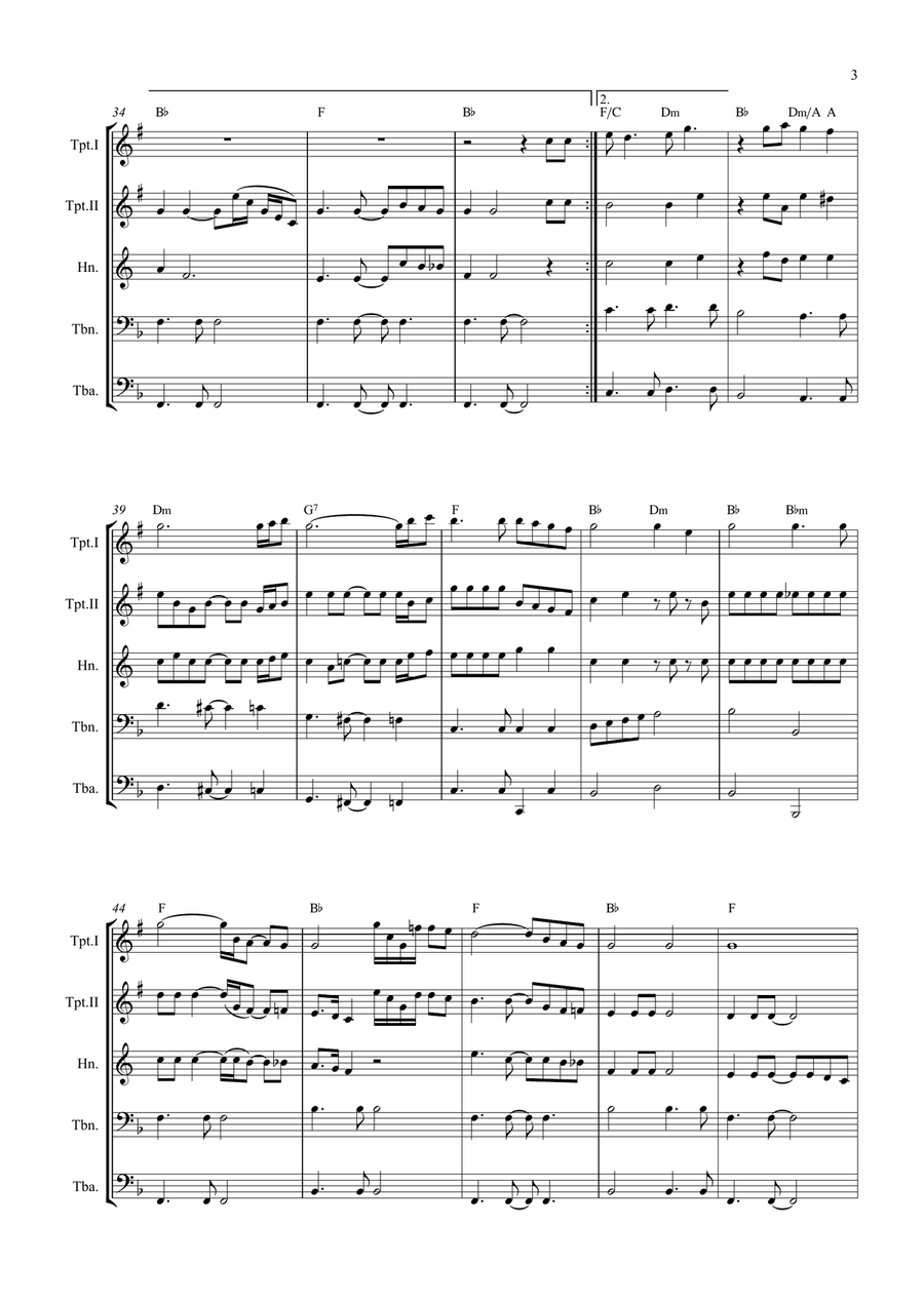 Bridge Over Troubled Water Brass Quintet scores gallery preview page 3