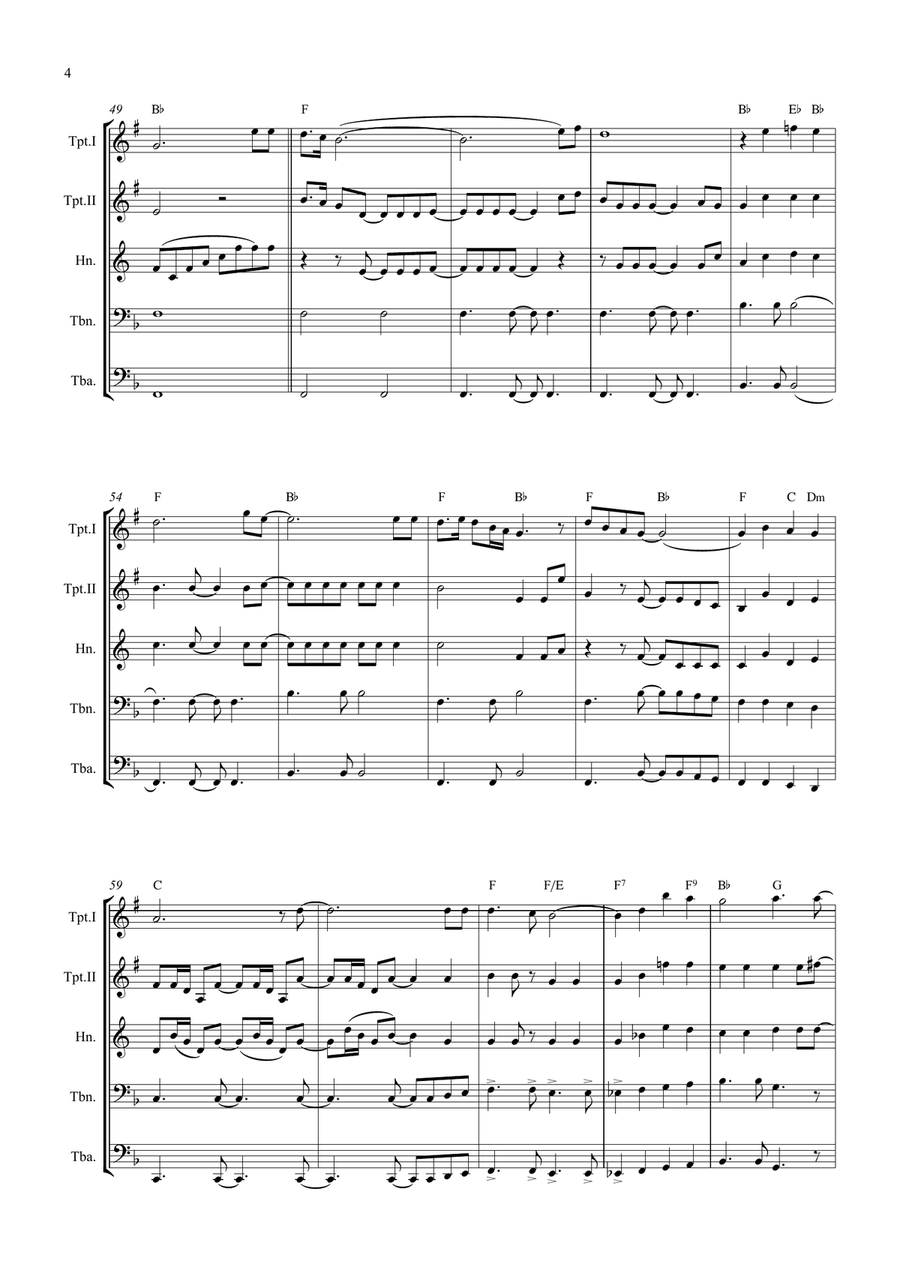 Bridge Over Troubled Water Brass Quintet scores gallery preview page 4