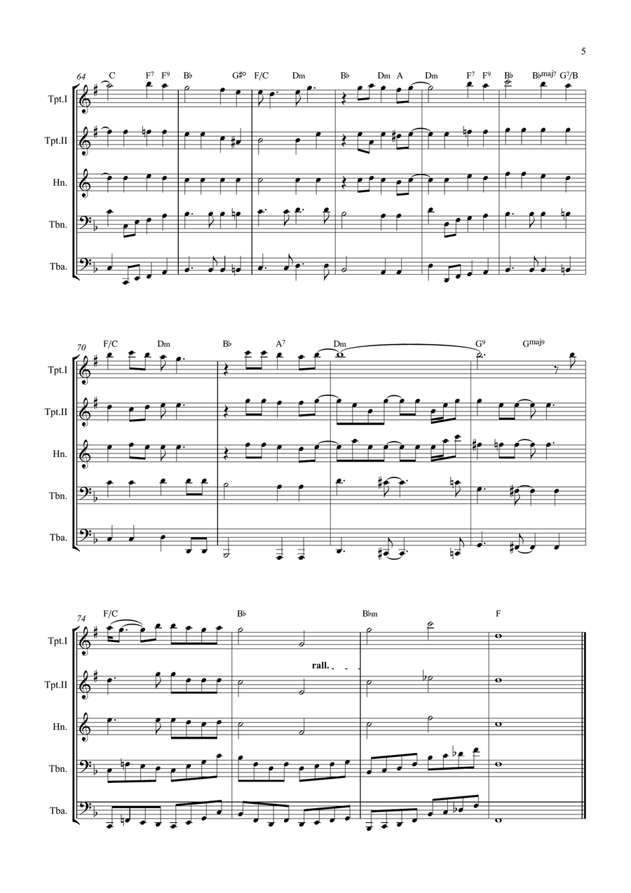 Bridge Over Troubled Water Brass Quintet scores gallery preview page 5