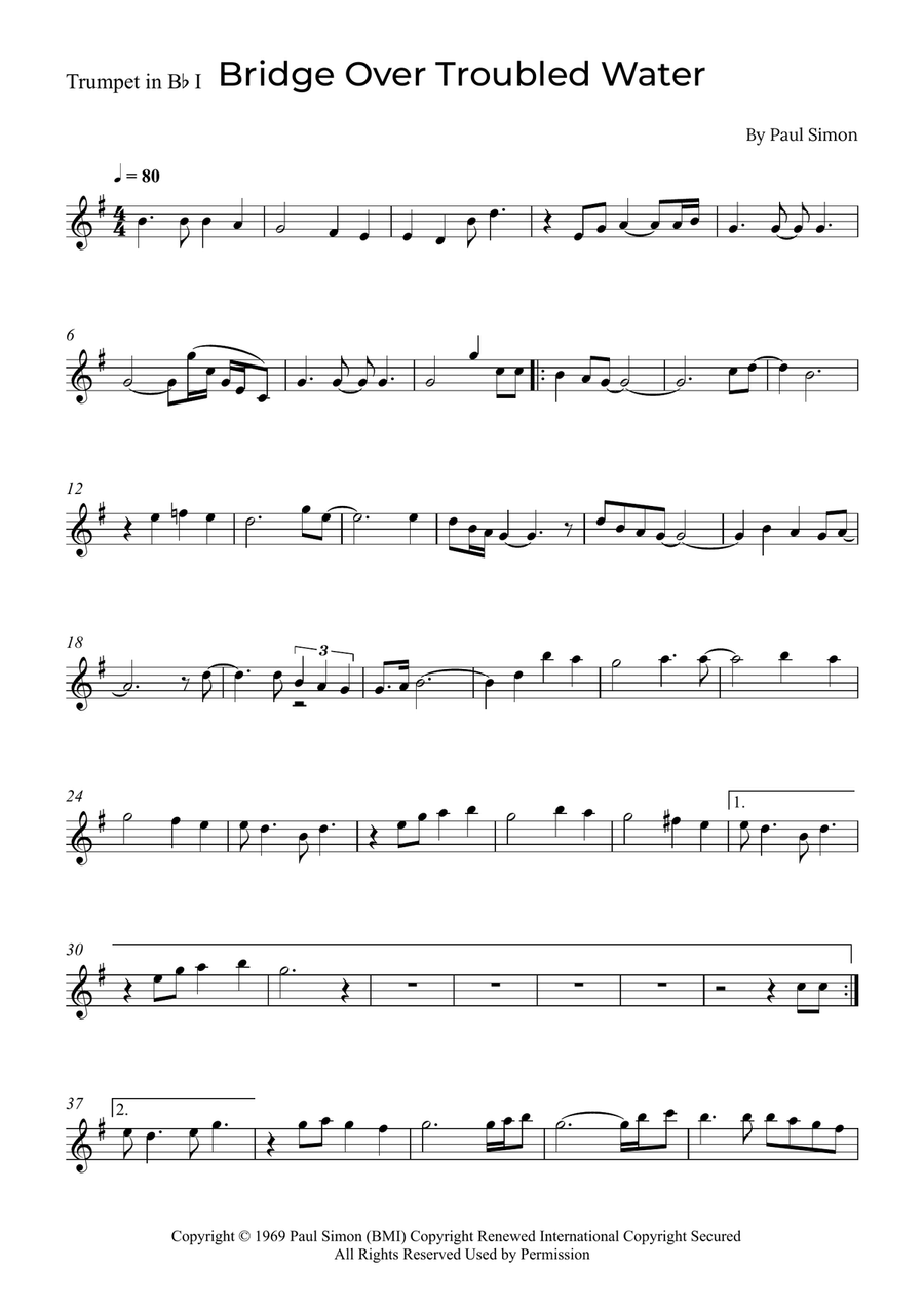 Bridge Over Troubled Water Brass Quintet scores gallery preview page 6