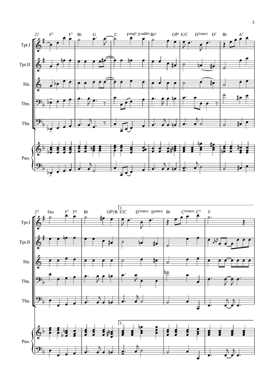 Bridge Over Troubled Water Brass Quintet scores gallery preview page 3