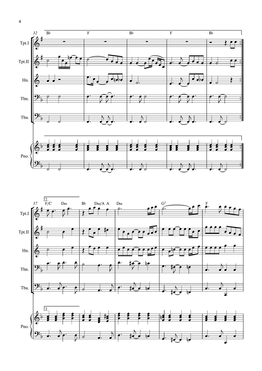 Bridge Over Troubled Water Brass Quintet scores gallery preview page 4