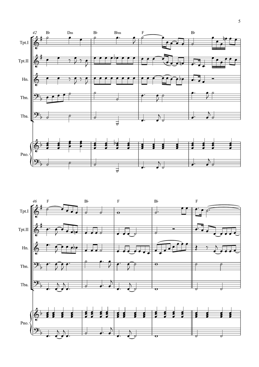 Bridge Over Troubled Water Brass Quintet scores gallery preview page 5