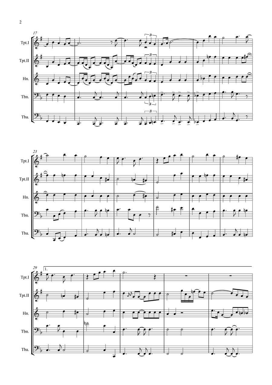 Bridge Over Troubled Water Brass Quintet scores gallery preview page 2