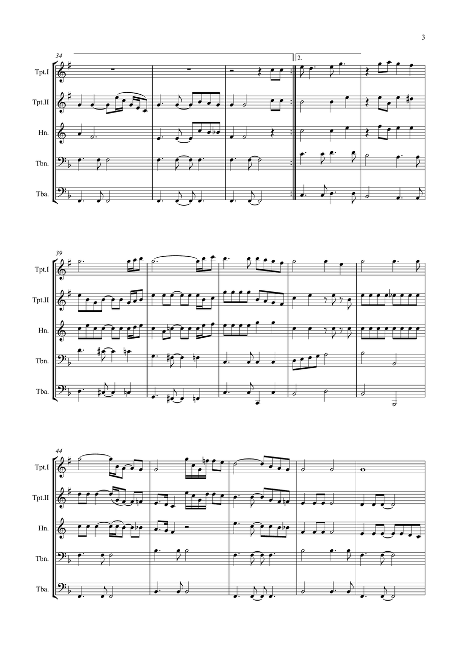 Bridge Over Troubled Water Brass Quintet scores gallery preview page 3